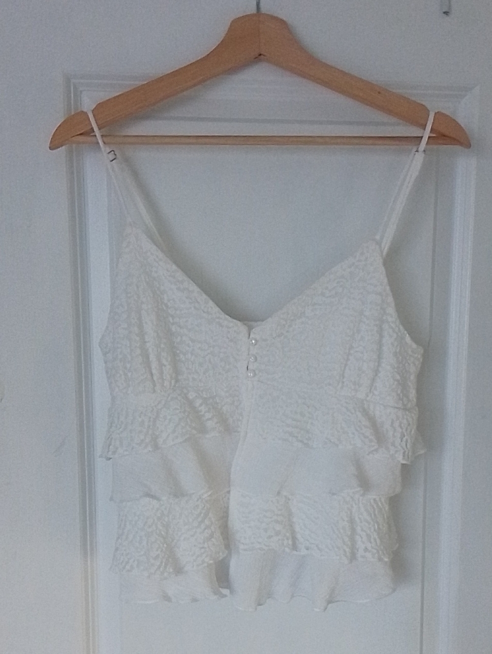 White Ruffled Spaghetti Strap baby doll Top